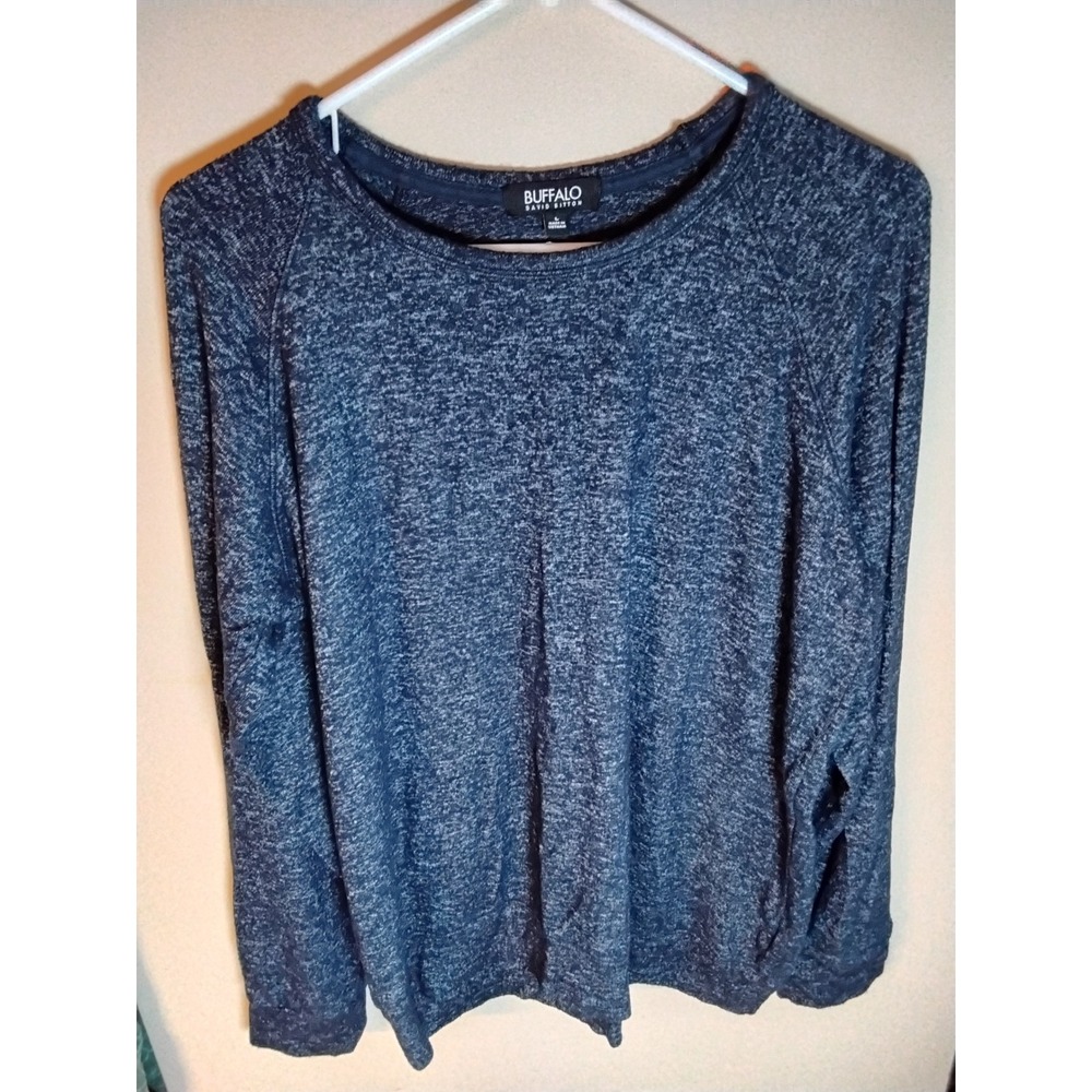 Buffalo‎ David Bitton Womens Blue Marl Knit Long Sleeve Raglan Top Large